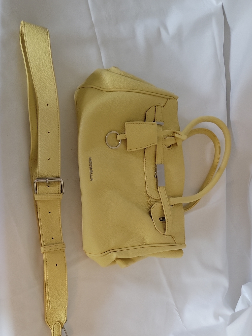 Soft Yellow Leather Shoulder Bag with Detachable Strap